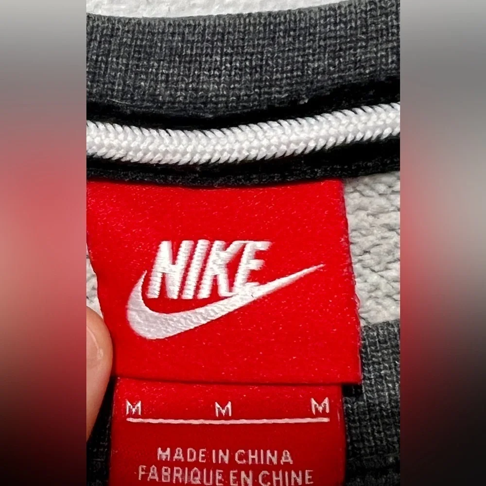 Nike Terry Cloth Big “Swoosh” Mixed Print Crewneck Top - Medium